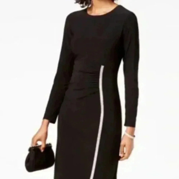 MSK Dresses & Skirts - MSK Womens Black Long Sleeve Jewel Neck Full-Length Evening Dress 10